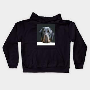 Rottweiler Peering Over A White Wall Against Black Kids Hoodie